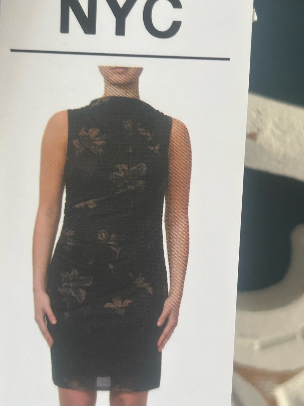 NWT Madden NYC Mini Dress mesh mini dress ruched bodycon fit dark floral pattern